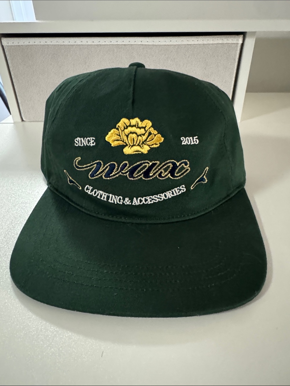 Wax London Dark Green Embroidered Cotton Baseball Cap